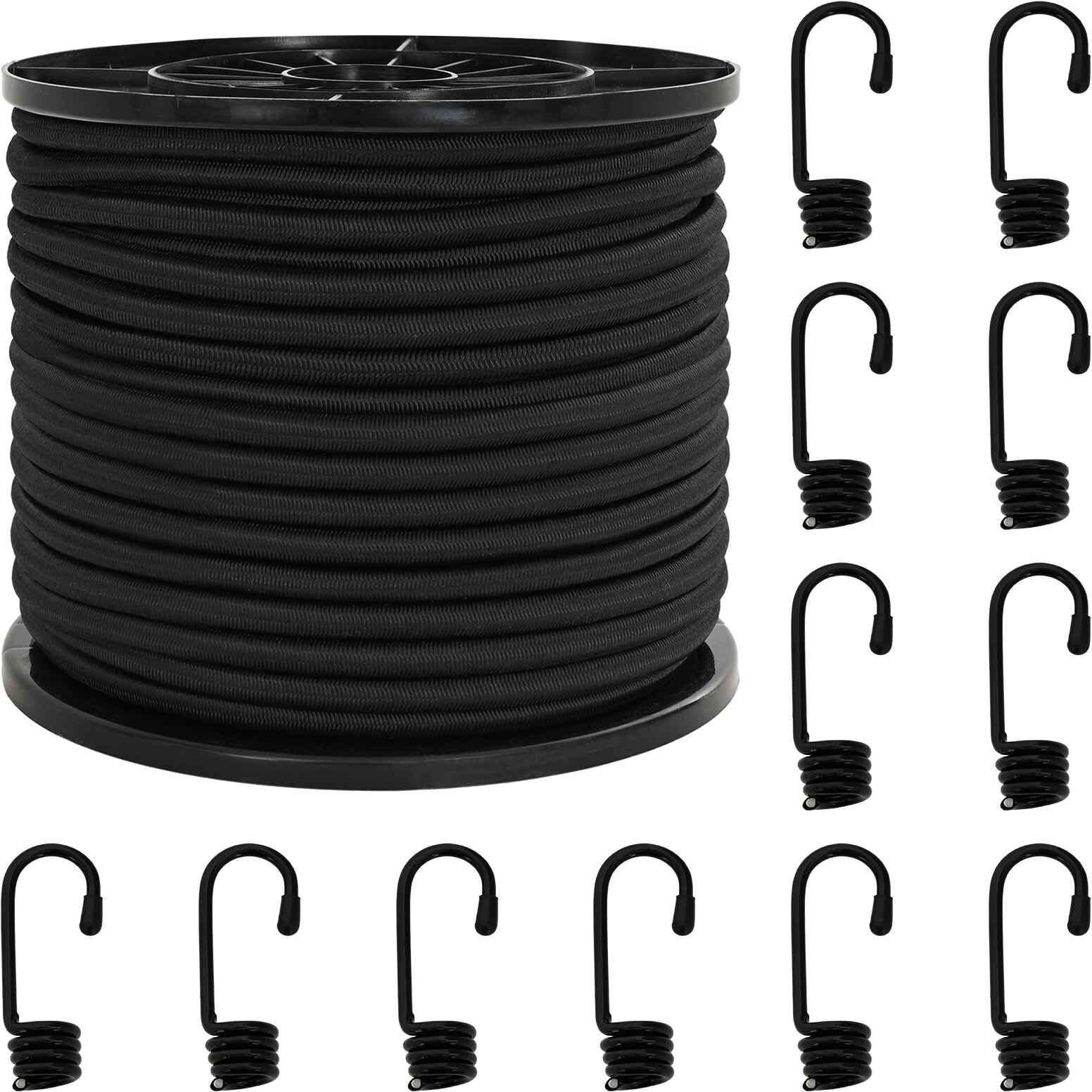 vidaXL Cords élastiques avec crochets 100 mm Noir PP et caoutchouc