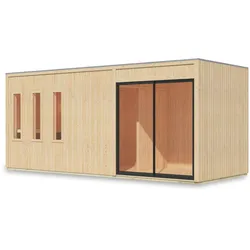 Karibu Design Saunahaus Monterey Blackline - 73 mm naturbelassen Ohne Terrasse Ohne Ofen