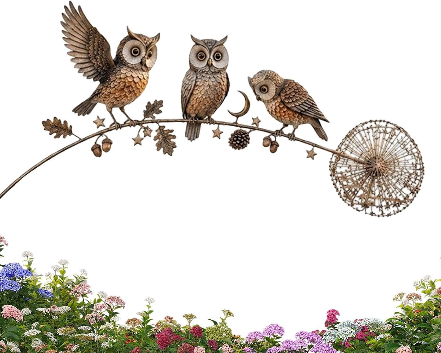 Decoratieve tuinpaaltjes outdoor metalen sculptuur dieren op een tak