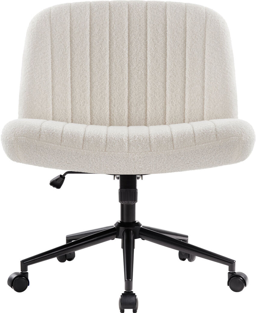 17 Stories Milicent Armless Wide Desk Chair with Wheels Teddy/White 92.5cm H X 412.9cm W X 322.58cm D