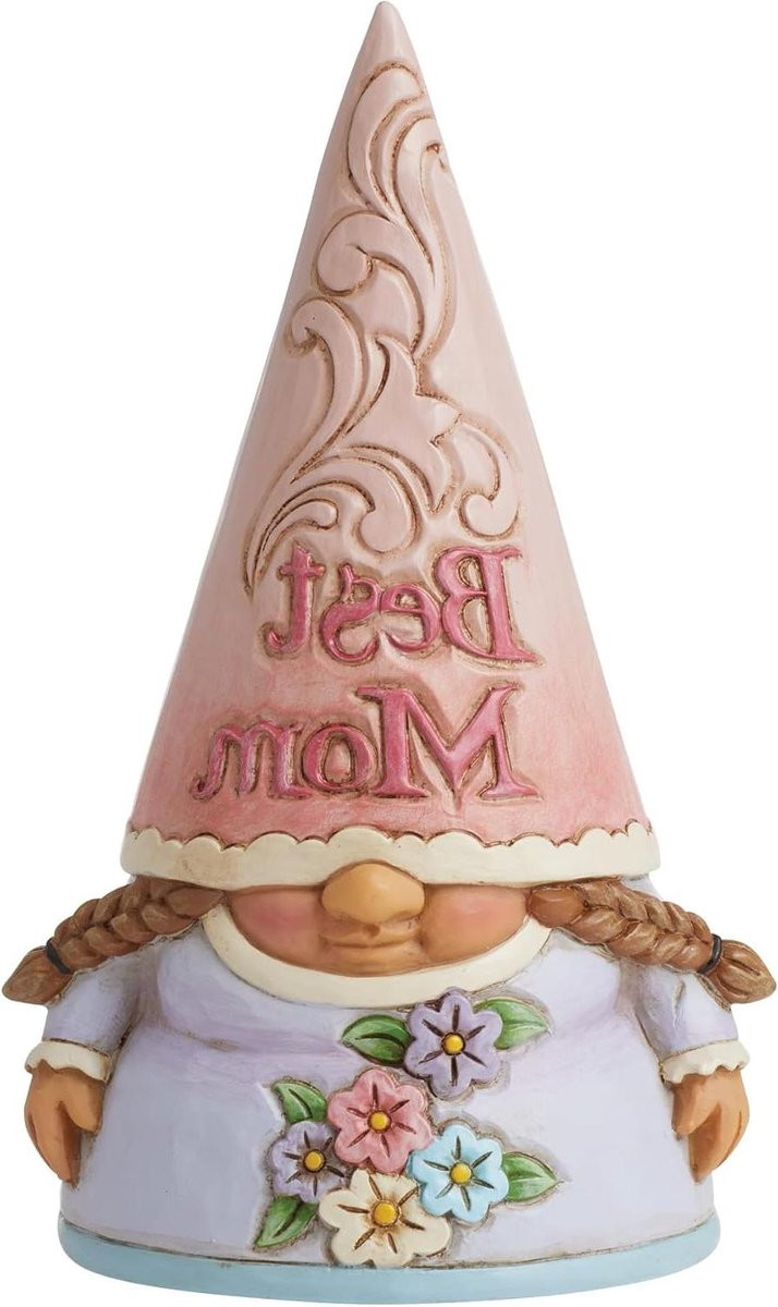 Handgeschilderd Moeder Gnome Beeldje - Multicolor Tuinkabouter Decoratie - Hoogte: 12,45 cm