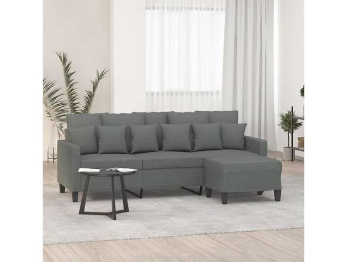 Divan - Sofa Moderne Canapé à 3 places - avec repose-pieds Gris foncé 180 cm Tissu 35 25Kg FR2023