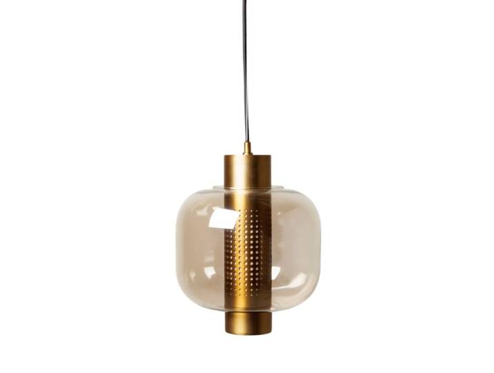 Suspension en verre TUBA - Verte et dorée
