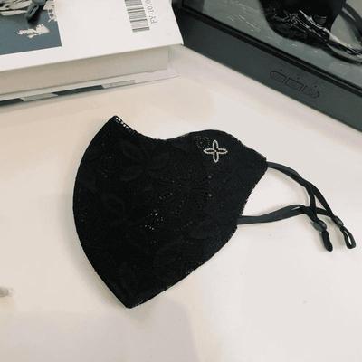 Daily Discovery Elegant Sun Protection Face Mask Lace UV Face Cover For Summer Breathable Outdoor Wear black