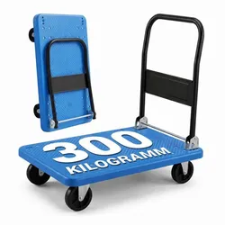 Relaxdays Transportwagen klappbar 300 kg Blau,Schwarz