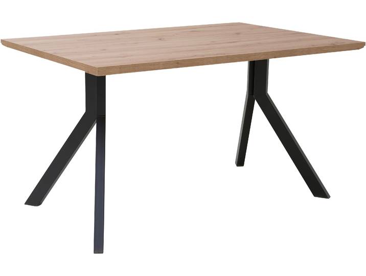 Esstisch MASSIVLINE & MORE, braun (braun, schwarz, braun), B:138cm H:76cm T:90cm, Tische, Esstisch