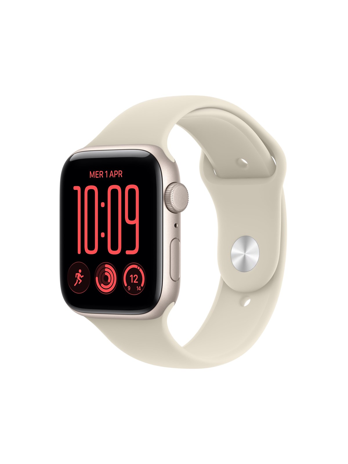 Apple Watch SE 3 GPS 44mm Starlight Aluminium Case with Sand Sport Band - S/M