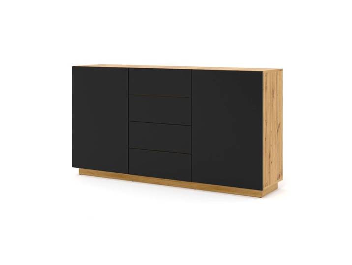 Buffet - AC-Déco - Buffet  Aura  - Noir mat - L 164 cm - 2 portes - 4 tiroirs