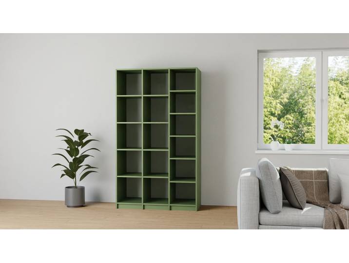 Hohes Regal 50 cm tief MDF Lackiert Reseda­grün