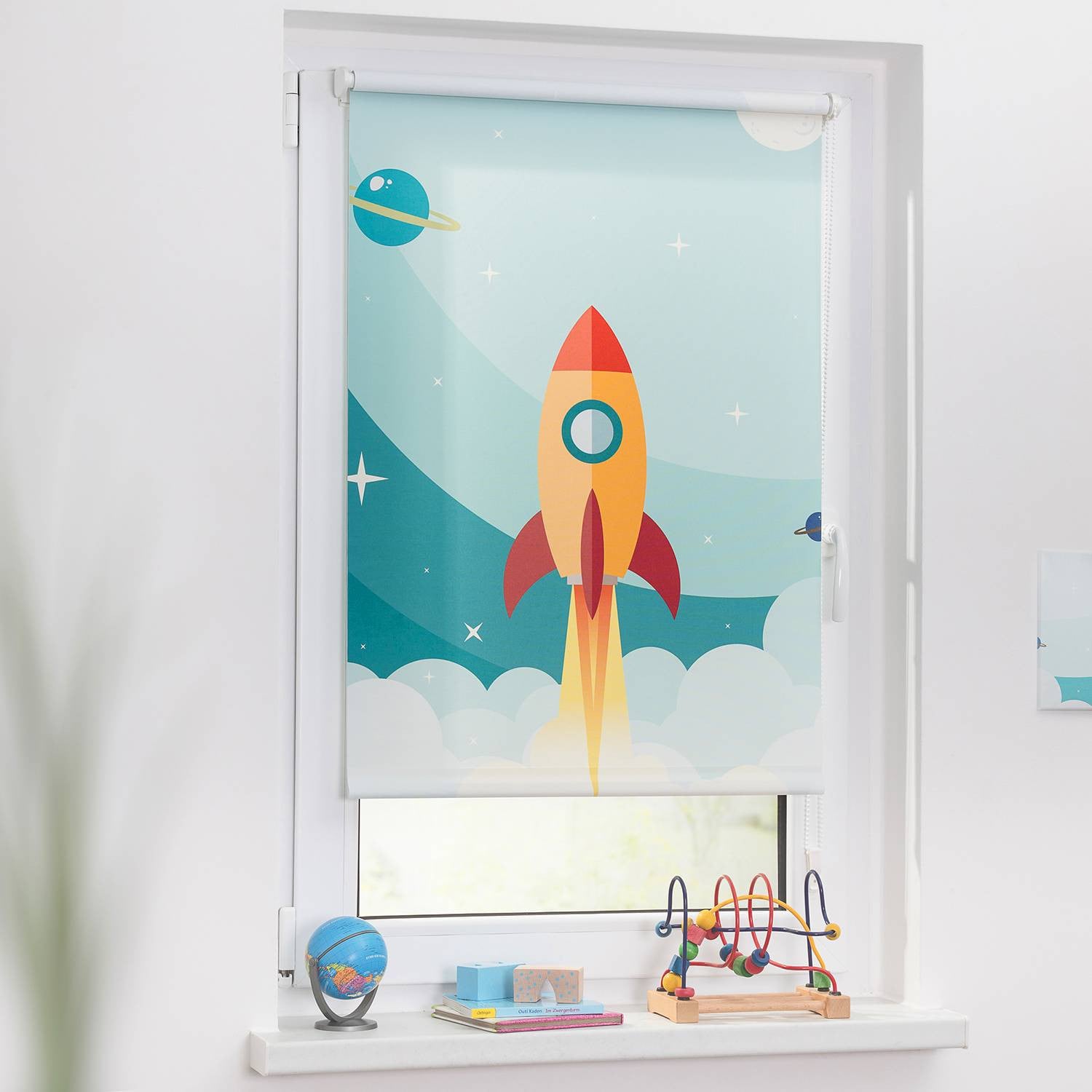 home24 Klemmfix rolgordijn Raket blauw B: 100 cm, H: 150 cm
