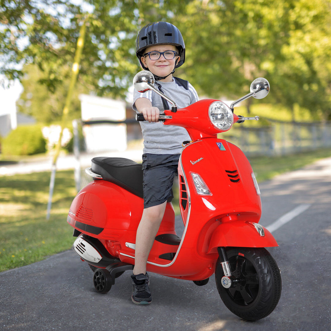 Freeport Park Collins 6V Kids Electric Motorcycle Licensed Vespa for 3-6 Years Old Red 1