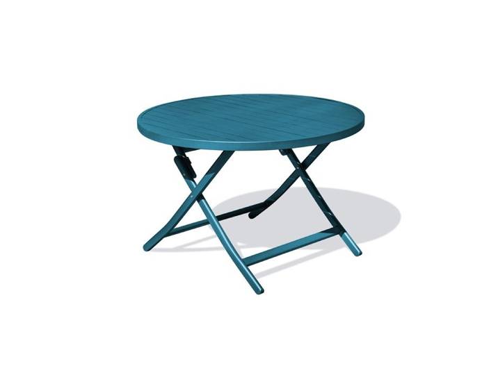 Table de jardin ronde pliante en aluminium - Bleu canard - MARIUS