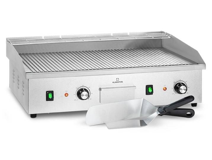 Barbecue électrique - Klarstein grillmeile 4400 - 2x2200w plaque de cuisson - surface nervurée