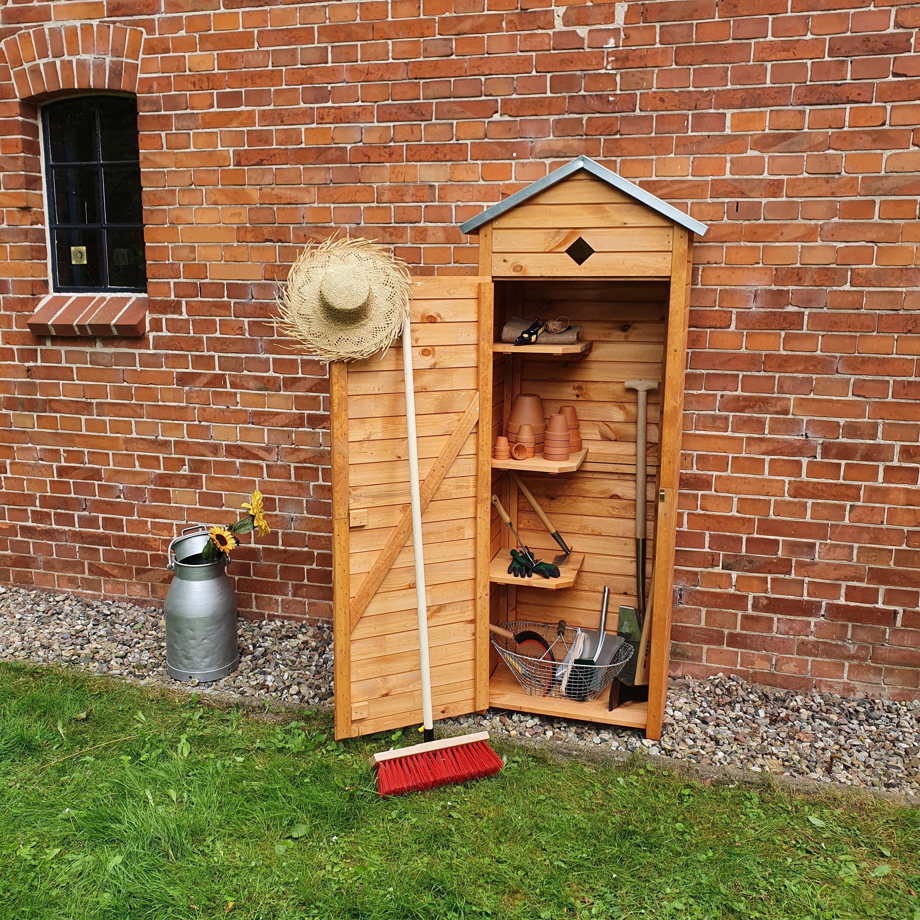Garten-Geräteschrank PROMADINO "Babylon", braun (honigbraun), Holzwerkstoff, Gerätehäuser