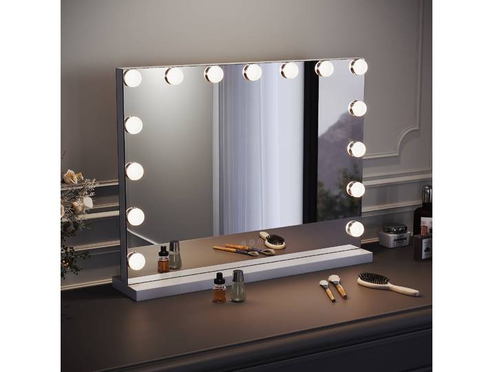 SIRHONA Armoire à Miroir LED Maquillage Lumineux Miroir Maquillage Hollywood avec15 Ampoules 3 Couleurs Lumières Ajustables 58x45.5 cm
