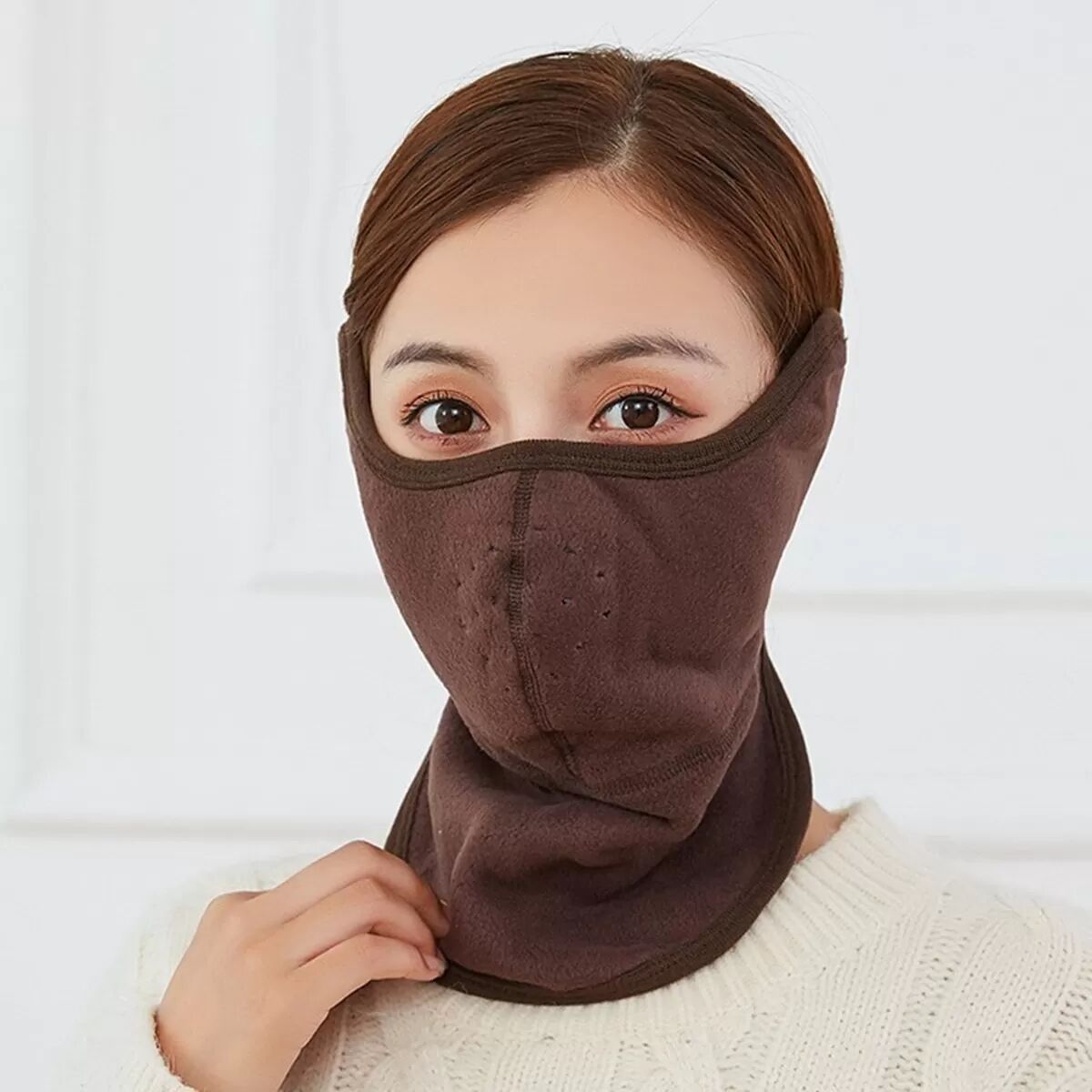 INF 3-in-1 Fleece Outdoor Kälteschutz Gesichtsmaske, Unisex Fahrradmaske Kaffee