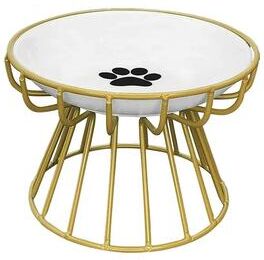 Uplift Essentials Orthopedic Elevated Ceramic Dining Station gold Paw Bowl