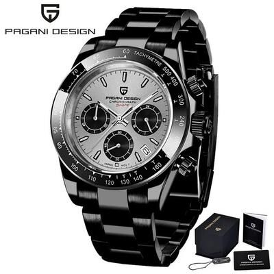 Uplifted Finds Pagani Design 40mm Quartz Watch Stainless Steel Sapphire steel Black white