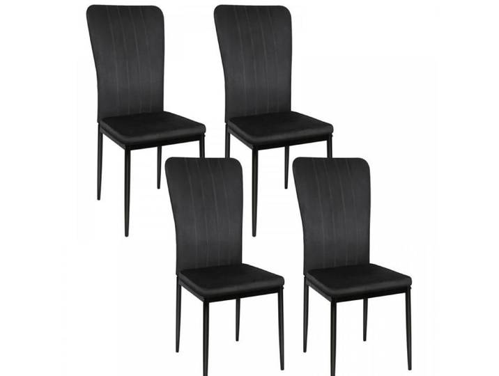 Chaises de cuisine en velours noir - Chaises de salle à manger à dossier incurvé - Lot de 4- XJING