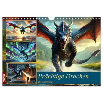 Prächtige Drachen, gut oder böse? (Wandkalender 2026 DIN A4 quer), CALVENDO Monatskalender
