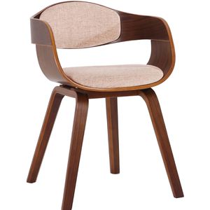CLP Besucherstuhl Kingston, 181982304, mit Armlehnen, Vierfußstuhl, Holz / Stoff, walnuss / creme