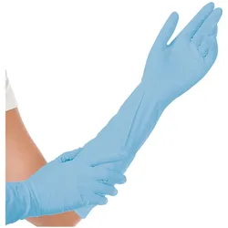 franz mensch, Schutzhandschuhe, Hygostar Nitrilhandschuh EXTRA SAFE SUPERLONG, blau, Grösse M, 50cm, puderfrei (M)