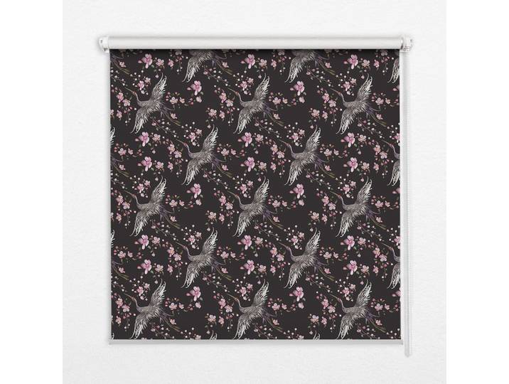 INNENROLLO - Fensterrollo - Rollo - 60x40 cm - Reiher und Blumen