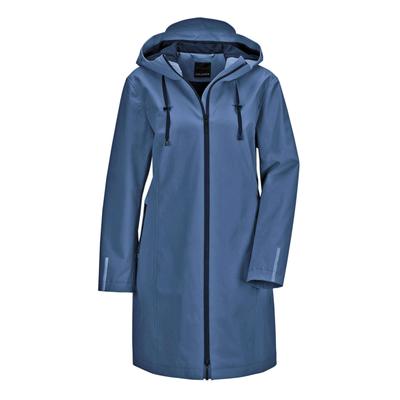 Funktionsjacke GOLDNER "Wetterfeste Regenjacke mit Kapuze", Damen, Gr. 42, blau (rauchblau), Obermaterial: 100% Polyester PES., Modisch, Sonstiges, Jacken Funktionsjacke, 2-Wege-Reißverschluss