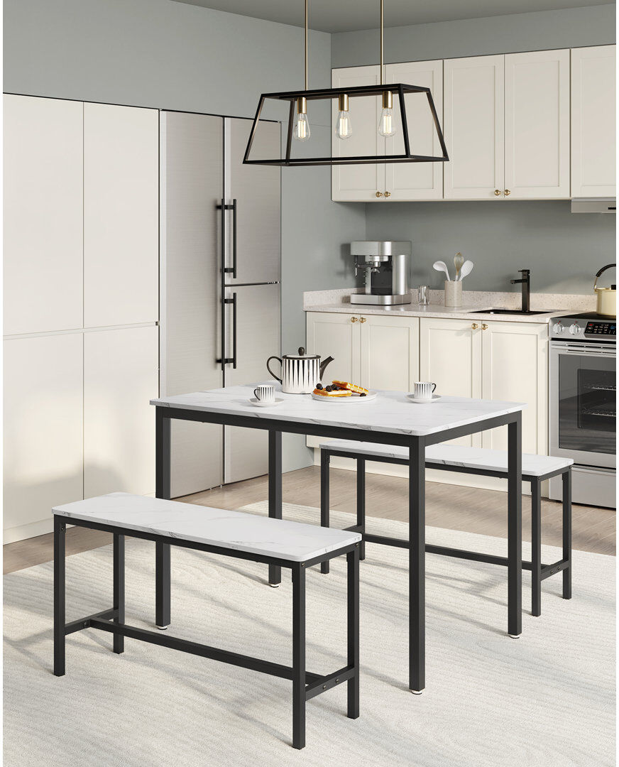 Borough Wharf Franko 4 -Person Dining Set Marble White 4