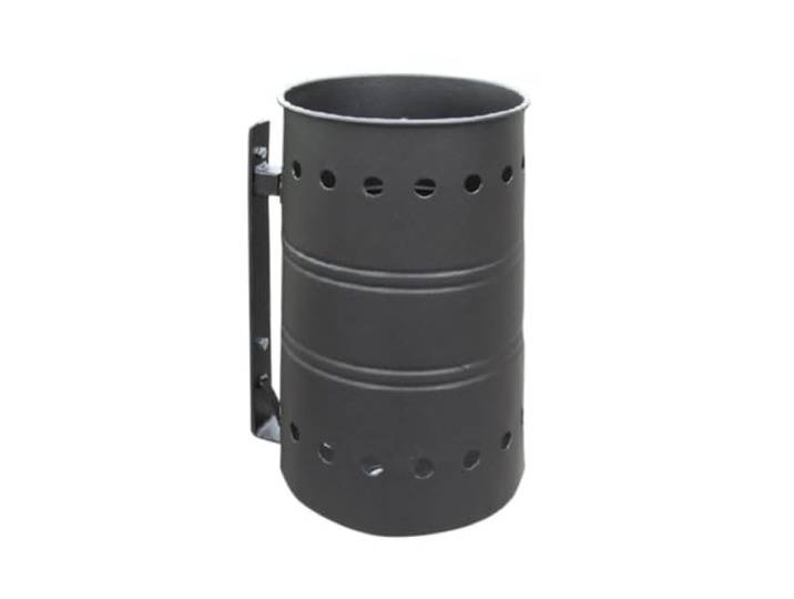 ANDRYS Abfalleimer Outdoor zum Aufhängen (Schwarz, mit Halterung) Abfallbehälter aus Verzinktem Stahl, Ø 26 cm, Höhe 42 cm, Mülltonne für Höfe, Parks und öffentliche Bereiche
