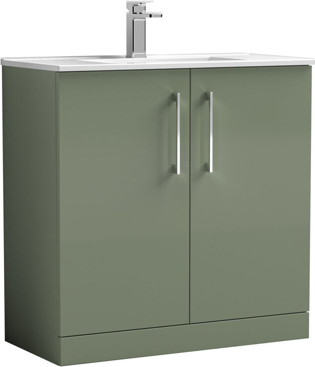 Nuie Arno 800mm Single Bathroom Vanity with Integrated Vitreous China Basin Satin Green 800mm W