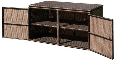 Outdoor Wicker Storage Box Garden Deck Box with Steel Frame