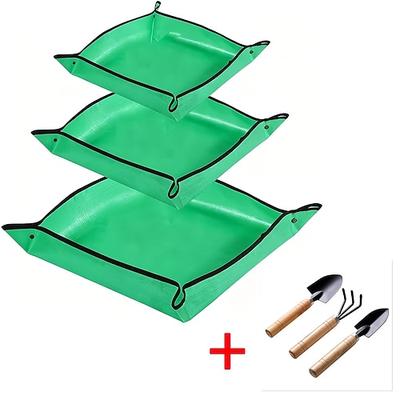 6-teiliges Set aus robuster, wasserdichter Falt-Gartenmatte mit 3 verdickten Pflanzenschutztüchern 3 faltbare Matten, geeignet für drinnen und draußen, Gartenarbeit, Umtopfen, Bonsai, platzsparendes