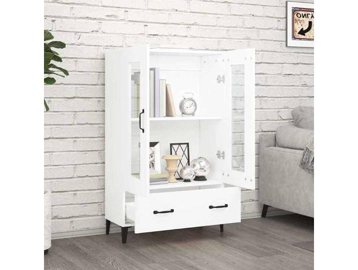 Blanc Buffet & bahut contemporain，Buffet haut， Blanc 70x31x115 cm Bois d'ingénierie FR&1
