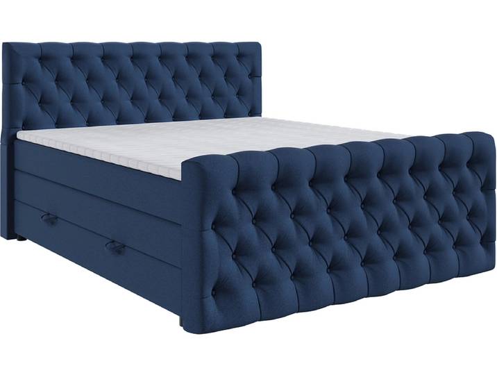 Boxspringbett KINGDOM dunkelblau 160x200cm halbfest