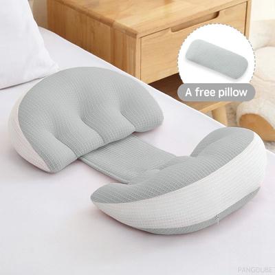 Inspired Living PANGDUBE Full Body Pregnancy Pillow With Cotton Waist Support U Shaped Maternity Body Pillow For Side Sleepers gray