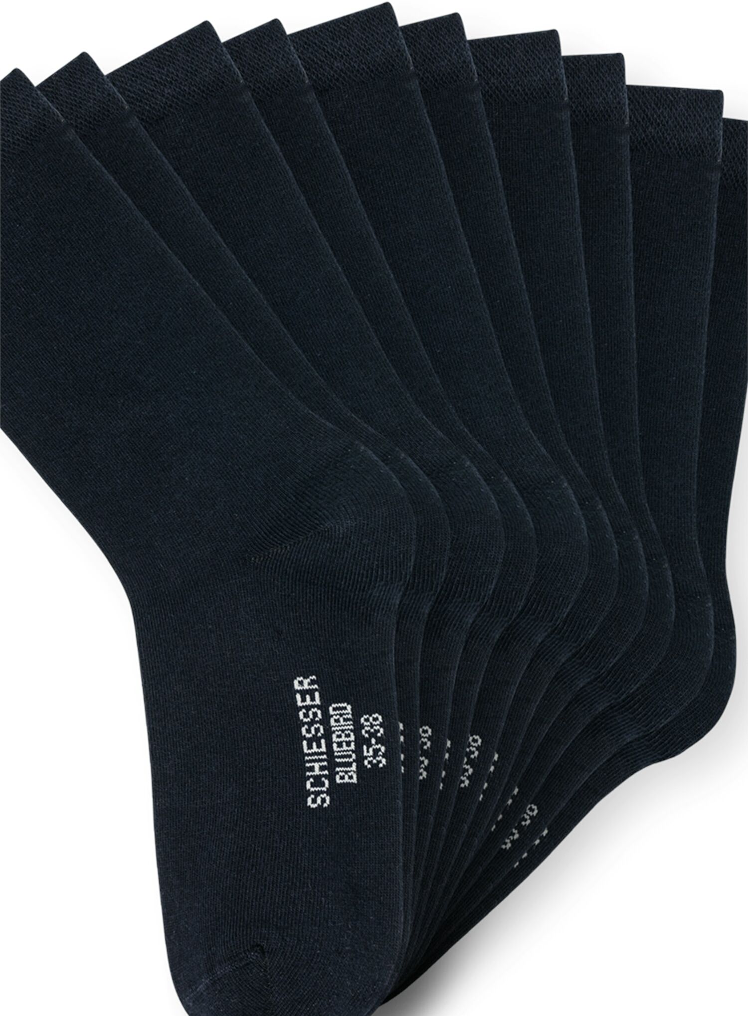 Socken SCHIESSER "Bluebird", Damen, Gr. 39-42, schwarz (804, nachtblau), Obermaterial: 77% Baumwolle, 22% Polyamid, 1% Elasthan, Socken Socken 804, nachtblau 39-42
