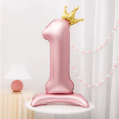 Elegant 40 Inch Number Balloons Princess Birthday Balloons With Pink Crown Balloons For Party Decoration 1