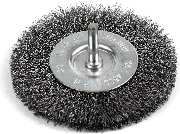 Strend Pro CWB-508 Schijfborstel, 100 mm, gegolfd, met schacht, draad 0,3 mm