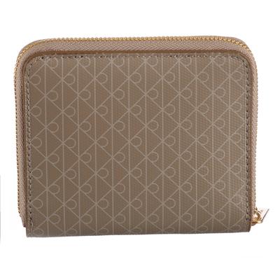 Geldbörse CALVIN KLEIN "AOP SQUARE ZIP AROUND", Damen, beige (desert taupe), Polyester, bedruckt, Basic, Kleinlederwaren, Geldbeutel, Damen Portemonnaie mit Monogramm-Print