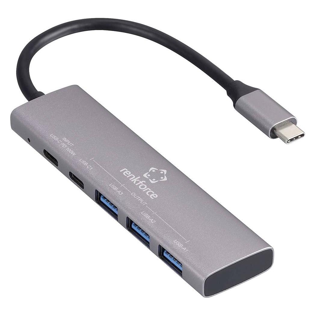 Renkforce RF-USBH-280 5 Port USB 3.2 Gen 1-Hub (USB 3.0) USB-C PD Ladeanschluss (USB-C, 5 Ports) (RF-6439798)