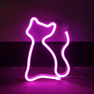 Uplift Treasures LED Cat Neon Light Sign USB & Battery LED Lamp cat Pink