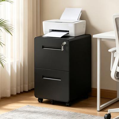Kodotan sofa 2 Drawer Metal Mobile File Cabinet with Lock, All-Steel Metal Storage Cabinet on 360°Wheels, Holds A4/Letter/Legal Files