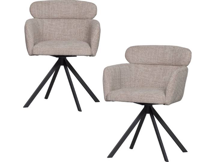 WOOOD Fenne Draaibare Eetkamerstoelen - Polyester - Naturel -Set van 2