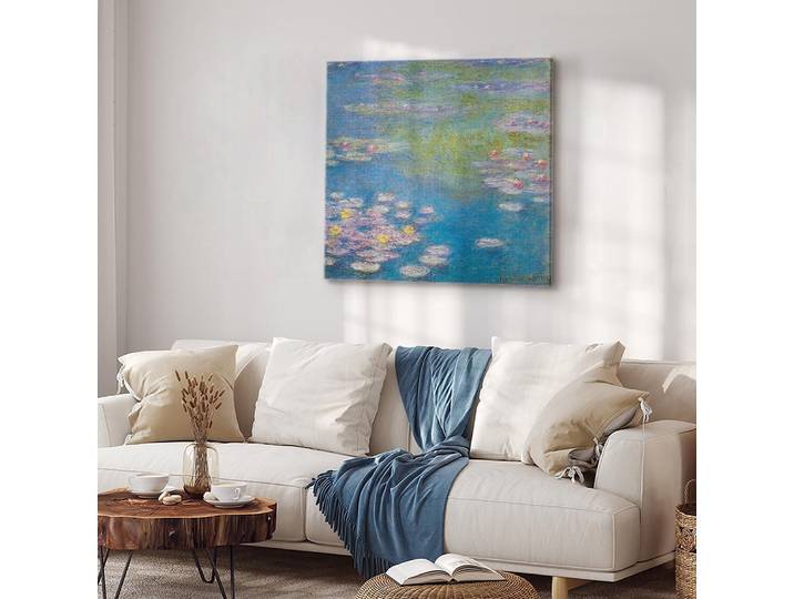 Leinwandbild Water lilies Filz Blau/Blau 40 x 40cm