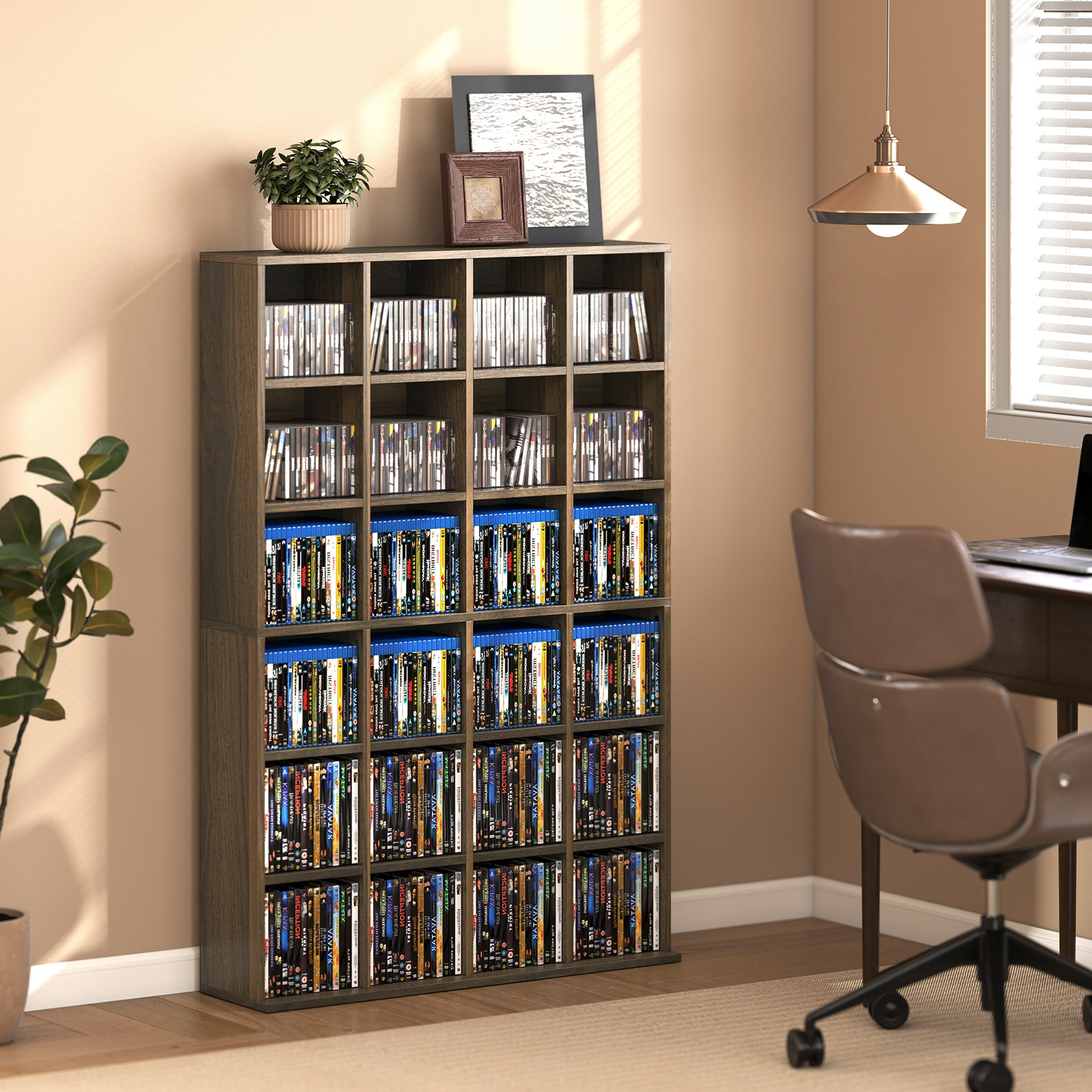 Homcom Mobile Contenitore Multimediale, Libreria in Legno con Ripiani Regolabili, 89x130,5 cm, Marrone   Aosom Italy