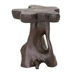 Beistelltisch Mushroom aus Teakholz, organische Form, massiv, dunkelbraun, handgefertigtes Unikat
