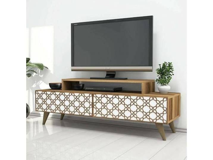 Dmora TV-Schrank Sheratan 140x41,8x48,8h cm Braun, 2 Regale