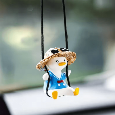 Inspire Curations Cute Swing Sitting Duck Car Rearview Mirror Ornament ttxhb