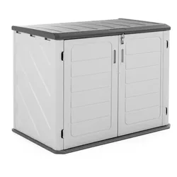 HC Garten & Freizeit Gartenschrank /Universalschrank /  Aufbewahrungsschrank ,ca.130 x 75 x 100 cm - Weiß/Grau